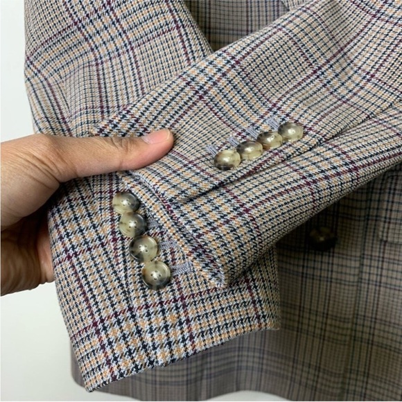 Aritzia Wilfred Margaux Academia Plaid Check Double Breasted Blazer Size 2 - Picture 4 of 10